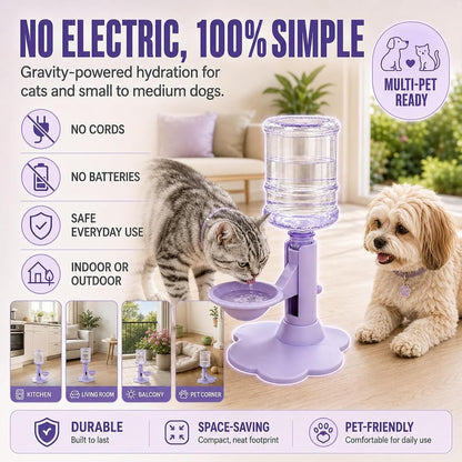 Gravity Cat Water Dispenser Stand - Spill-Proof, Gravity Self Refilling Cat & Dog Water Bowl, Anti-Tip Cat Water Bowl with Suction Base Keeps Water Clean and Fresh for Messy Pets，Yellow