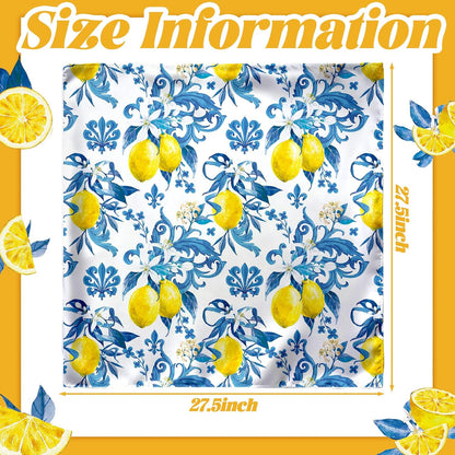 6 Pcs 27.56 Inch Silk Square Lemon Scarf Head Neck Purse Bag Scarves Gift Accessories for Women Wedding Travel Yoga