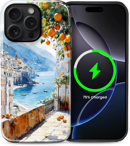 Case for iPhone 16 Pro Max, Magnetic Hybrid Shockproof Protective Phone Case with MagSafe Compatible Design, Lemon Coast