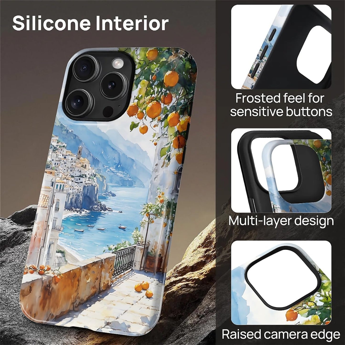 Case for iPhone 16 Pro Max, Magnetic Hybrid Shockproof Protective Phone Case with MagSafe Compatible Design, Lemon Coast