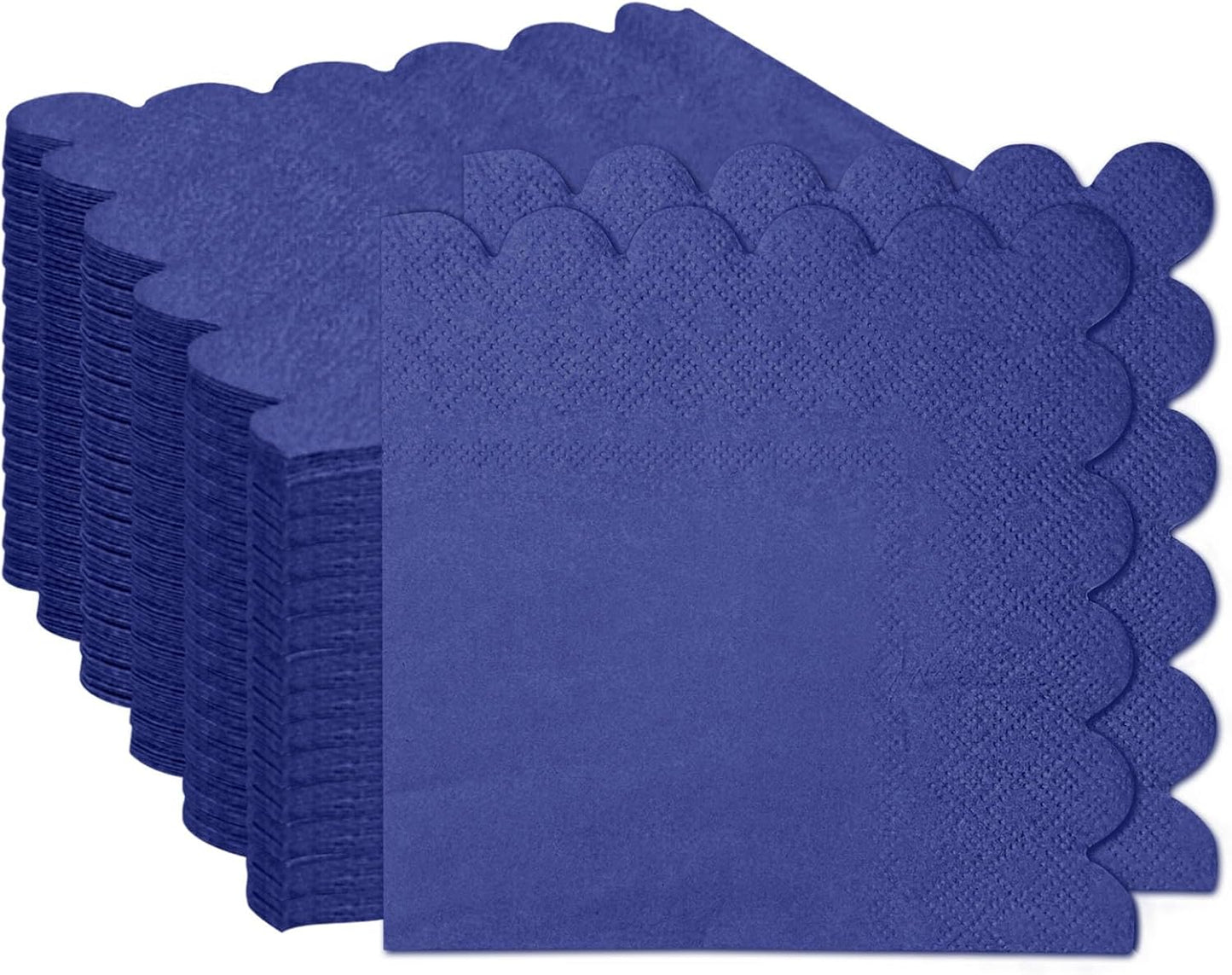100 Pieces 2-Ply Yellow Scalloped Napkins Folded 5 x 5 inch Disposable Cocktail Napkins Paper Napkins for Dinner Wedding Birthday Party Yellow Beverage Napkins