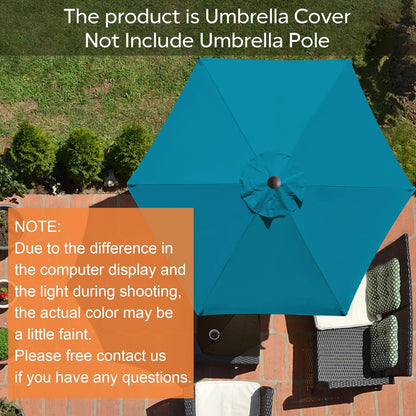 USA 7.5FT Replacement Covers 6 Ribs Market Patio Umbrella Canopy Cover (CANOPY ONLY) (Teal)