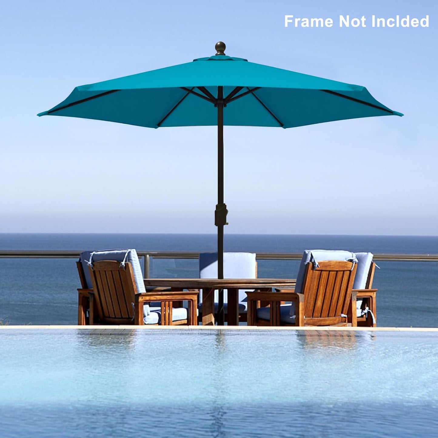 USA 7.5FT Replacement Covers 6 Ribs Market Patio Umbrella Canopy Cover (CANOPY ONLY) (Teal)