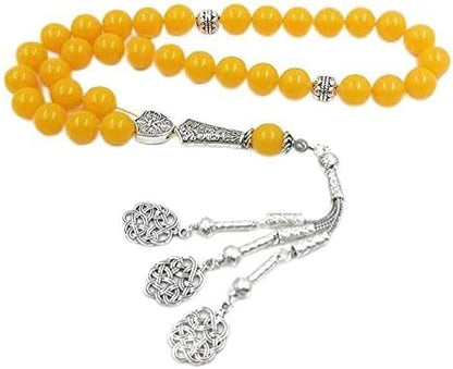 Yellow Resin beads bracelet ambers color turkish jewelry accseeories islamic misbaha necklace Rosary bead muslim Gift