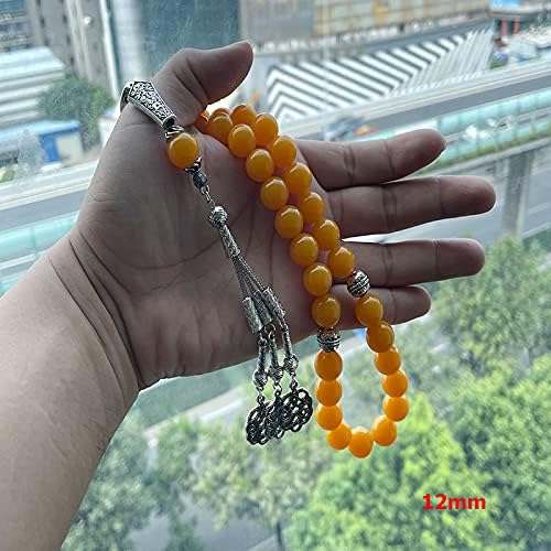 Yellow Resin beads bracelet ambers color turkish jewelry accseeories islamic misbaha necklace Rosary bead muslim Gift