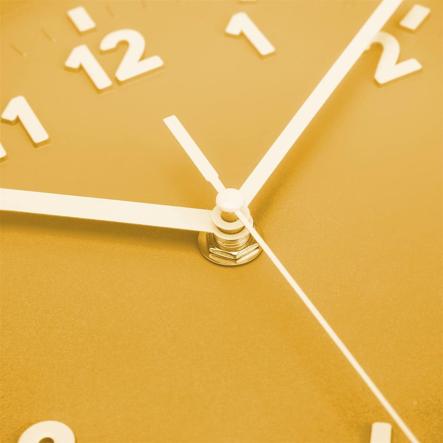 8 Inch Round Quiet Wall Clock Easy Read Big Numbers Kitchen Modern Non-Ticking Decorative Wall Clock for Bedroom Office School-Yellow