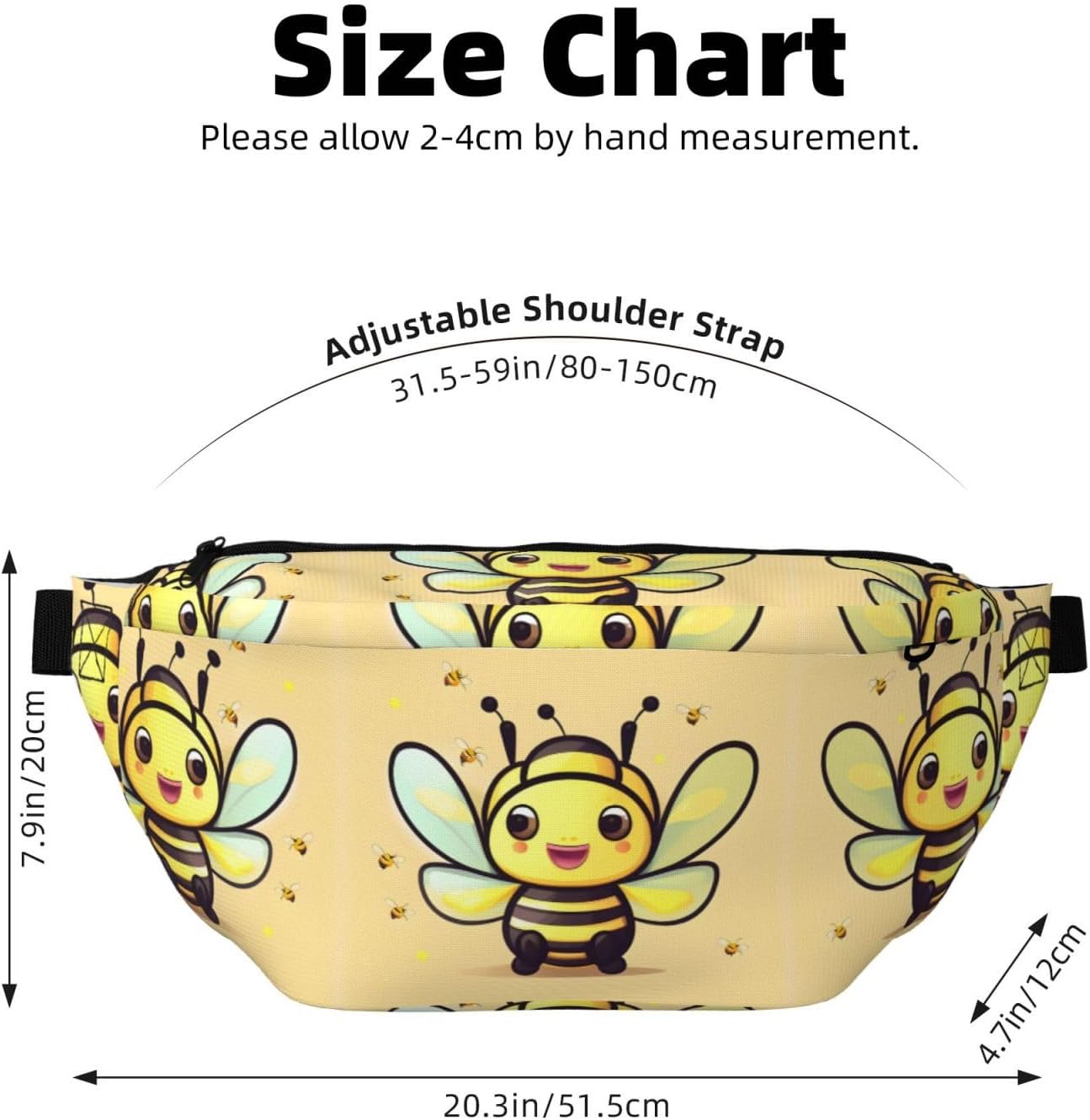 Yellow bee Running Waist Pack-No-Bounce Phone Holder for Gym, Waterproof Crossbody Fanny Pack with Adjustable Belt