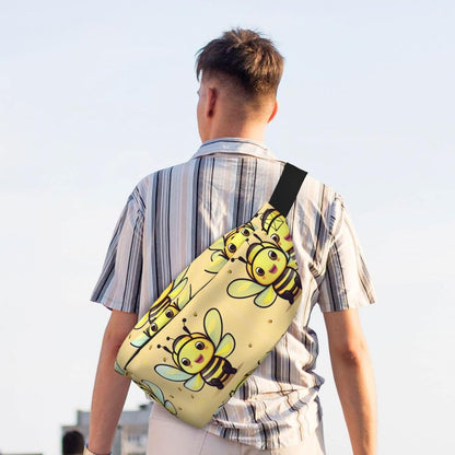 Yellow bee Running Waist Pack-No-Bounce Phone Holder for Gym, Waterproof Crossbody Fanny Pack with Adjustable Belt