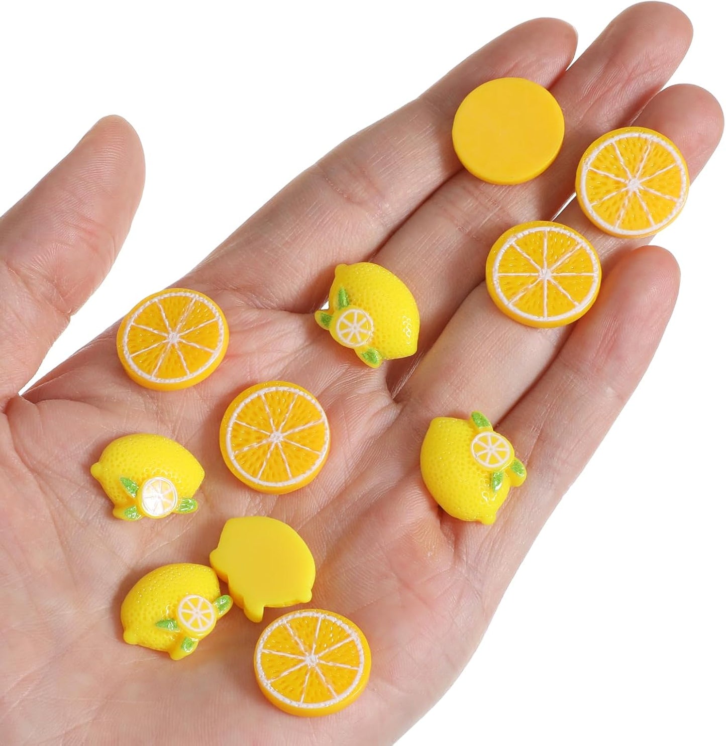 100Pcs Lemon Charms Faux Lemons Slice, Mini Fake Lemon Slices | Flatback Resin Decor for Jewelry Making & DIY Craft Embellishments