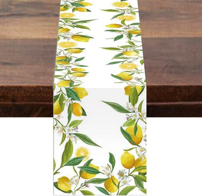 Spring Table Runner Lemon Watercolor Painting 13x72 inches, Seasonal Holiday Kitchen Decor in Spring Summer