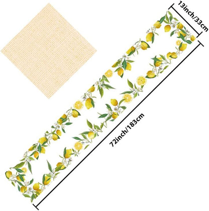 Spring Table Runner Lemon Watercolor Painting 13x72 inches, Seasonal Holiday Kitchen Decor in Spring Summer