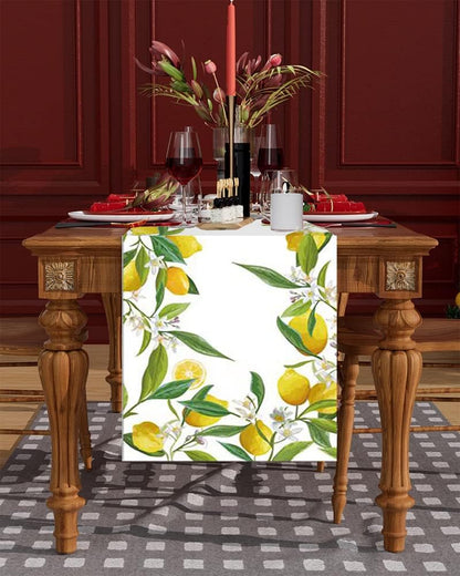 Spring Table Runner Lemon Watercolor Painting 13x72 inches, Seasonal Holiday Kitchen Decor in Spring Summer