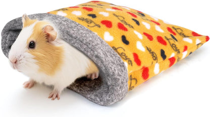 Small Pet Fleece Set,Guinea Pig Snuggle Sack, Tunnel,Fleece Forest Hideout,Square and Round Potty Pads for Guinea Pigs and More