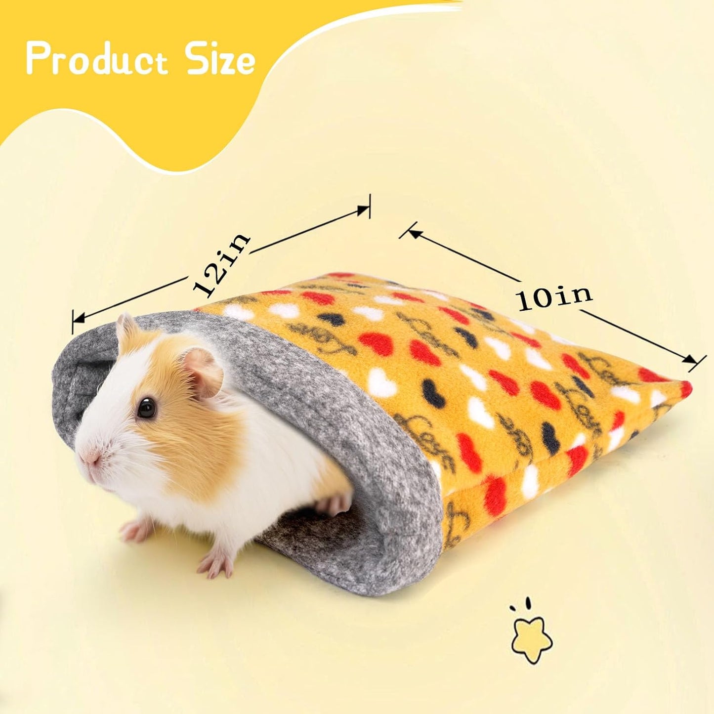 Small Pet Fleece Set,Guinea Pig Snuggle Sack, Tunnel,Fleece Forest Hideout,Square and Round Potty Pads for Guinea Pigs and More