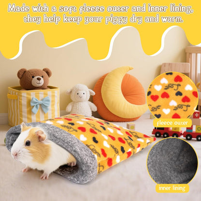 Small Pet Fleece Set,Guinea Pig Snuggle Sack, Tunnel,Fleece Forest Hideout,Square and Round Potty Pads for Guinea Pigs and More