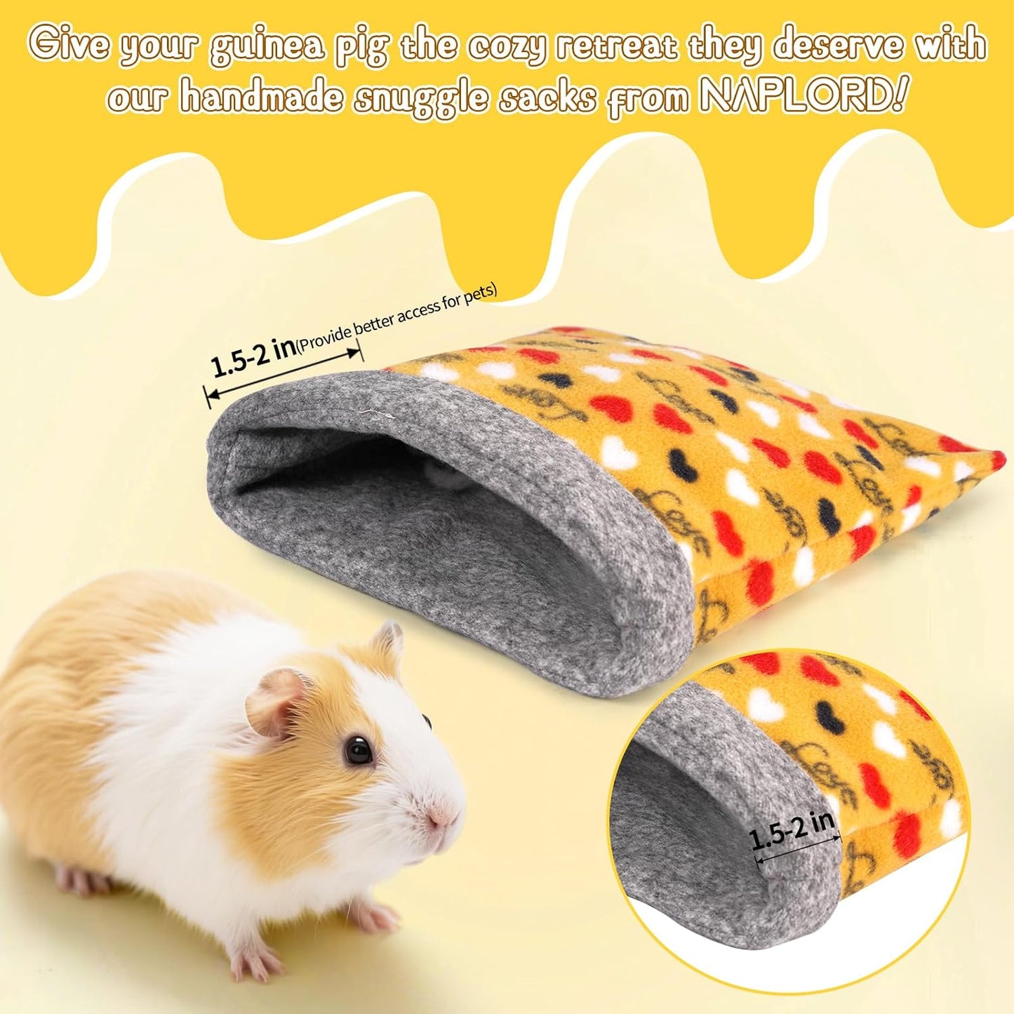 Small Pet Fleece Set,Guinea Pig Snuggle Sack, Tunnel,Fleece Forest Hideout,Square and Round Potty Pads for Guinea Pigs and More