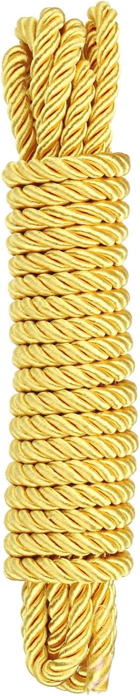 Twisted Trim Cord Rope, 8mm/ 5.5 Yards Nylon Trim Cord Rope Thread String Rope Cord Braid Trim [for Sewing Home Decor Crafts] - 0.3 Inch/Golden Yellow