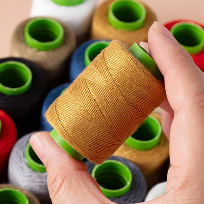 10 Color Sewing Thread Kit, Jean Thread 20s/3 Heavy Duty Strong Thick Spools,Needle and Polyester Threads Small kit, with Needle Threader and Thimble