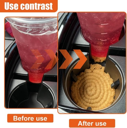 2PCS Boho Car Cup Holder Coasters, 3.14" Cotton Handmade Woven Automotive Insert Mat, Cute Vehicle Interior Anti-Slip Drink Pad Decoration Accessories for SUV Sedan Truck(Yellow)