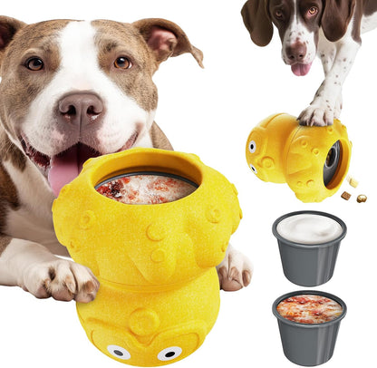 3-in-1 Treat-Dispensing Dog Puzzle Toy and Slow Feeder, Yellow | Octopus Puzzle Supports Frozen Treats,Dog Chew Toy,Kibble Dispensing and Slow Feeding,Interactive Dog Toys