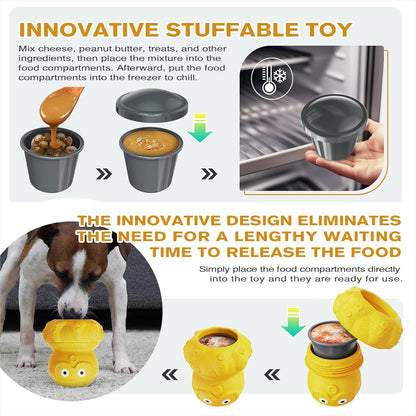 3-in-1 Treat-Dispensing Dog Puzzle Toy and Slow Feeder, Yellow | Octopus Puzzle Supports Frozen Treats,Dog Chew Toy,Kibble Dispensing and Slow Feeding,Interactive Dog Toys