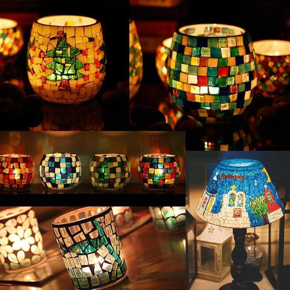 Mosaic Tiles,Glass Tiles, Shine Crystal Mosaic Glass Pieces Bulk Assorted Square and Triangle Glitter Crystal Mosaic Tiles for Home Decoration or DIY Crafts 200g (Peacock Green)