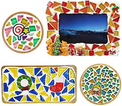 Mosaic Tiles,Glass Tiles, Shine Crystal Mosaic Glass Pieces Bulk Assorted Square and Triangle Glitter Crystal Mosaic Tiles for Home Decoration or DIY Crafts 200g (Peacock Green)