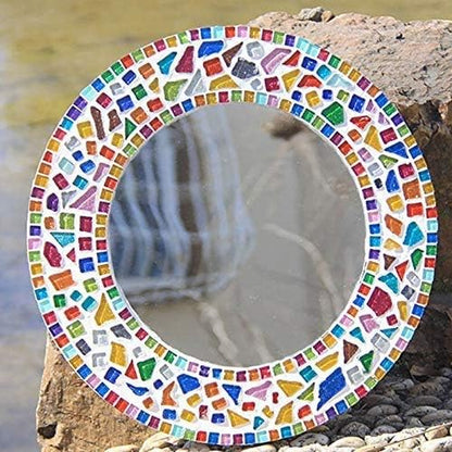 Mosaic Tiles,Glass Tiles, Shine Crystal Mosaic Glass Pieces Bulk Assorted Square and Triangle Glitter Crystal Mosaic Tiles for Home Decoration or DIY Crafts 200g (Peacock Green)