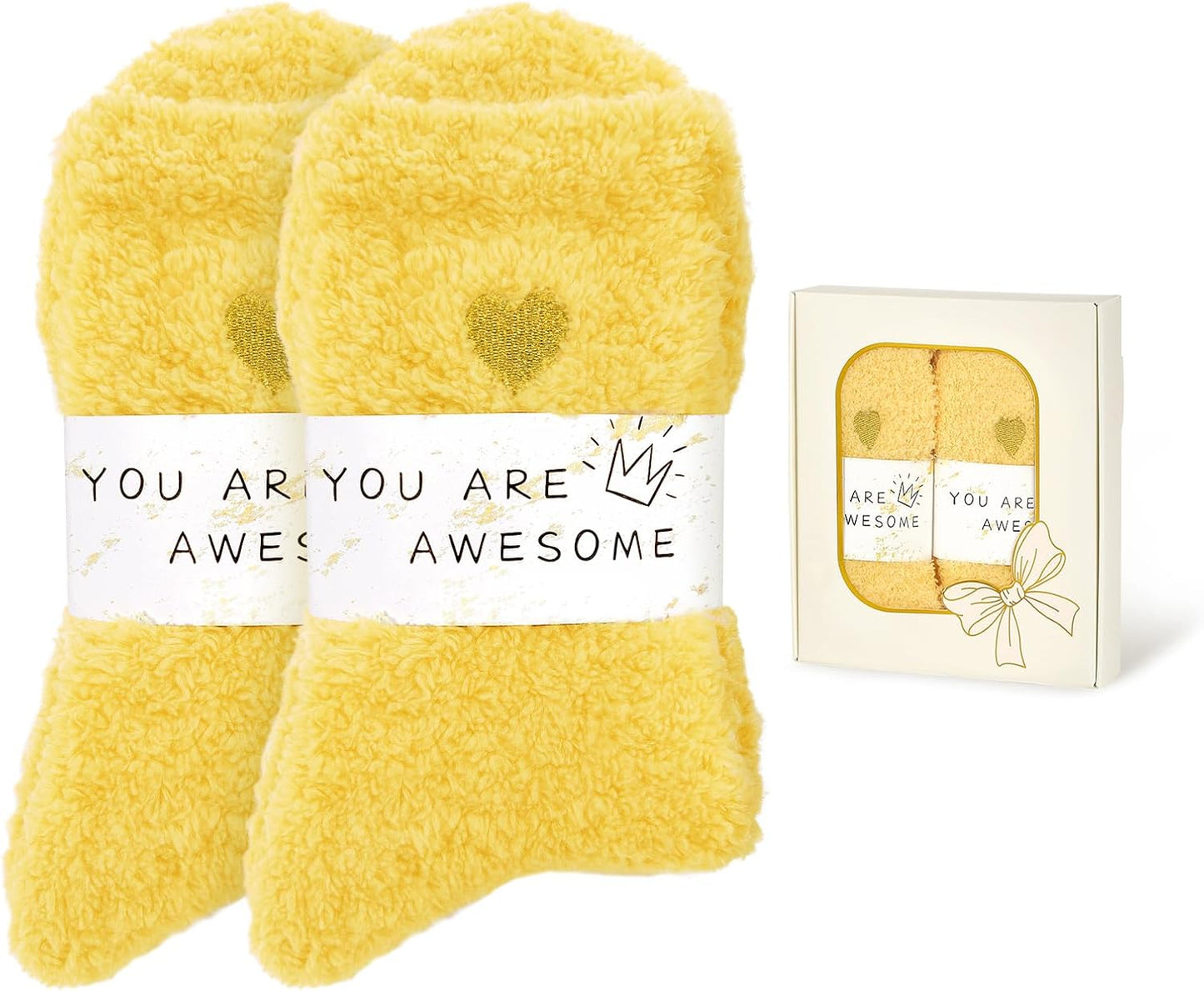 2 Pairs Cozy Fuzzy Socks for Women Cloud Socks | Gift Box Set with Ultra-Soft Sleep Socks, Care Package, Spa Gifts and Birthday Gifts for Women