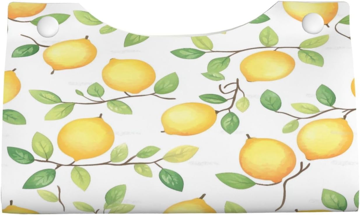 Yellow Summer Lemon Rectangle Tissue Box Cover PVC Faux Leather Tissue Boxes Holder Lightweight Tissue Box Cube for Bathroom Home Car Office