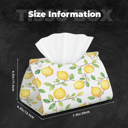 Yellow Summer Lemon Rectangle Tissue Box Cover PVC Faux Leather Tissue Boxes Holder Lightweight Tissue Box Cube for Bathroom Home Car Office