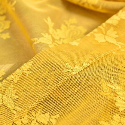 Kotile 72 Inch Gold Lace Curtains 2 Panels, Country Rustic Retro Mustard Yellow Sheer Lace Curtains 72 Inches Long for Living Room, Rod Pocket Light Filtering Privacy Window Curtain Drapes, 52 x 72 In