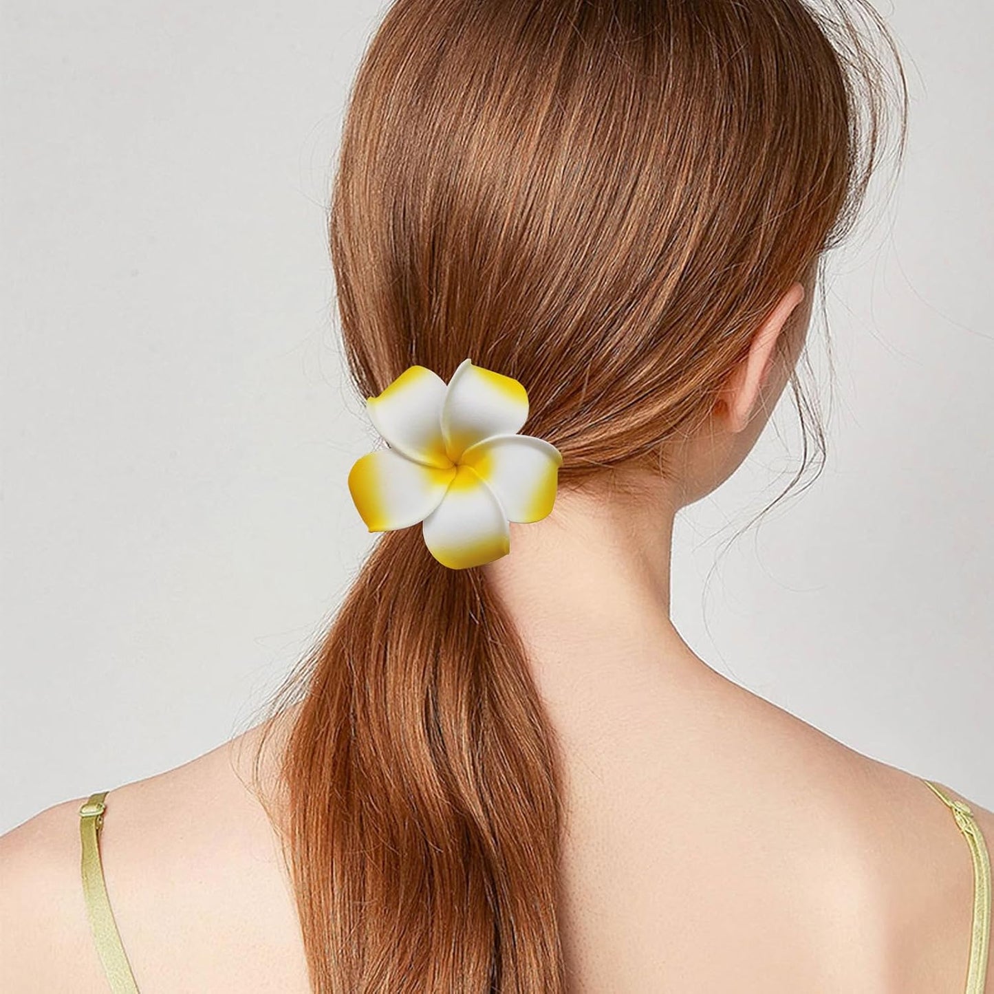 Hawaiian Leis Headband Wristbands Plumeria Hair Clips Tropical Luau Necklace Headpiece Bracelets Flower Barrettes Hair Bands Women Wedding Summer Beach Birthday Dress Up Party Decorations Supplies
