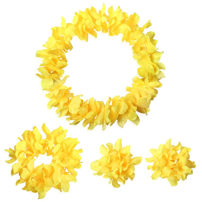 Hawaiian Leis Headband Wristbands Plumeria Hair Clips Tropical Luau Necklace Headpiece Bracelets Flower Barrettes Hair Bands Women Wedding Summer Beach Birthday Dress Up Party Decorations Supplies