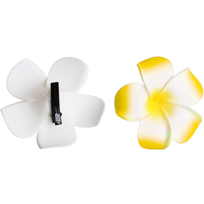 Hawaiian Leis Headband Wristbands Plumeria Hair Clips Tropical Luau Necklace Headpiece Bracelets Flower Barrettes Hair Bands Women Wedding Summer Beach Birthday Dress Up Party Decorations Supplies
