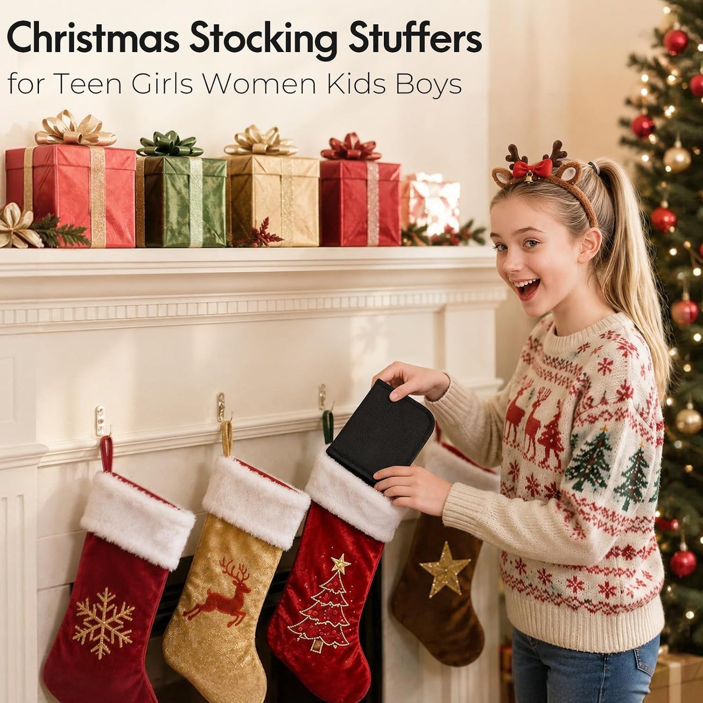 Sewing Kit for Adults, Christmas Stocking Stuffers for Teen Girls | Gifts for Mom, Dorm Room Essentials, Sewing Supplies, Needle and Thread Kit, Portable for Travel, Emergency, Beginner (Black)