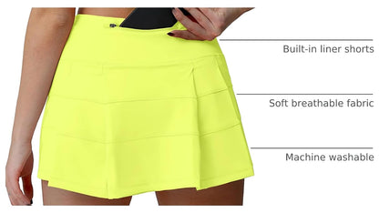 High Waisted Pleated Tennis Skirt with Pockets Athletic Golf Skorts for Women Casual Workout Built-in Shorts