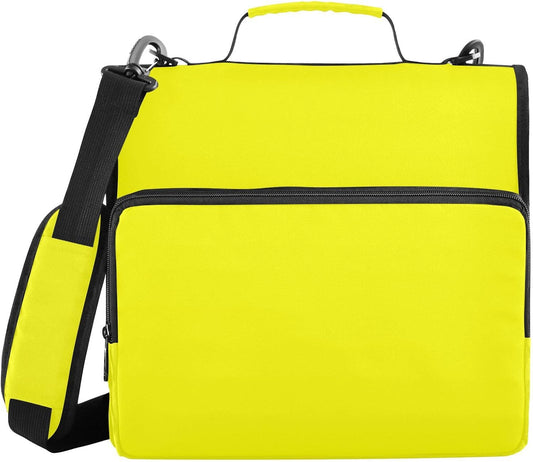 Zipper Binder 3 Ring Binder 1.5 Inch with Zippers Shoulder Strap & Handle Binders Organizer Bag Yellow