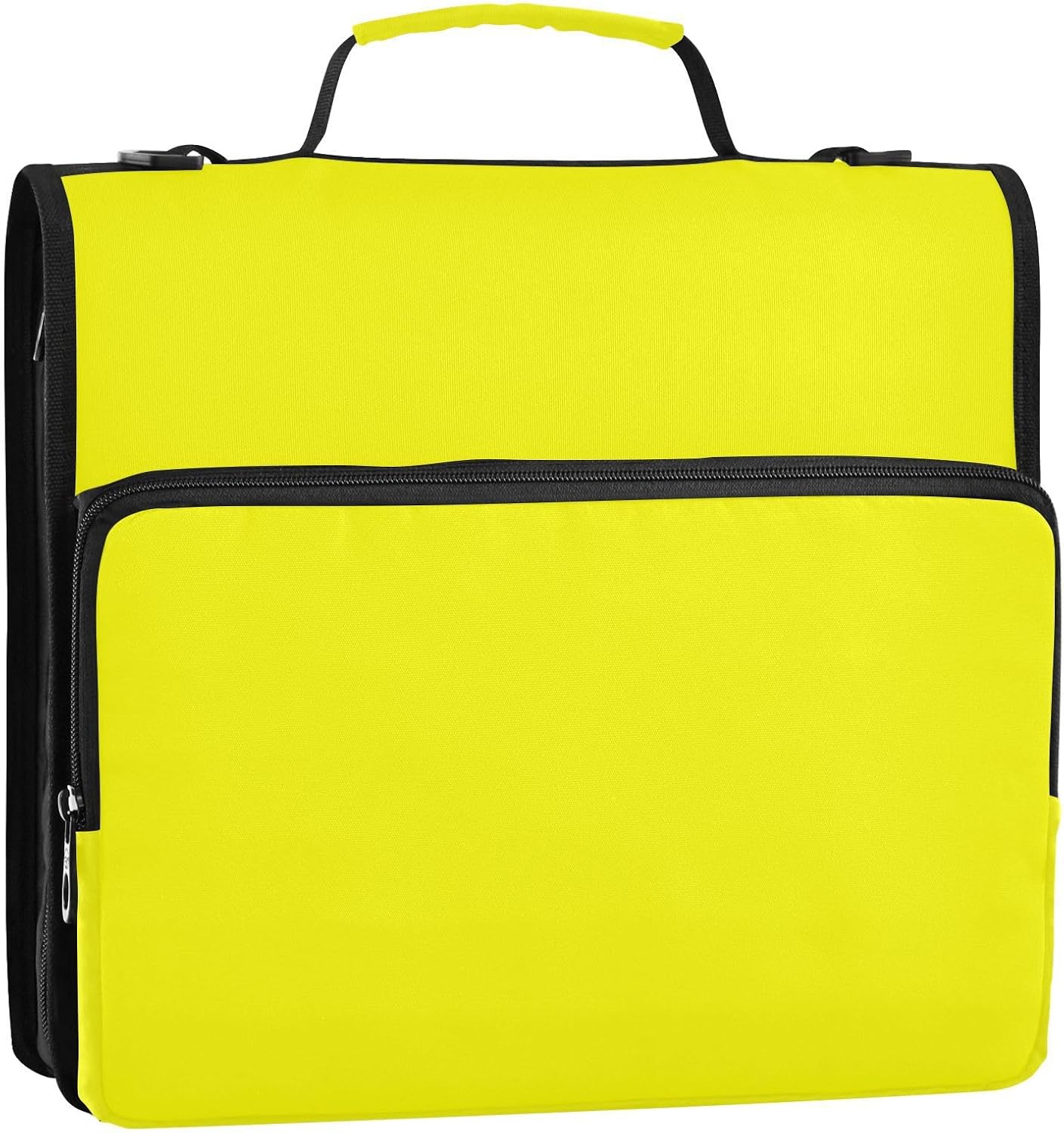 Zipper Binder 3 Ring Binder 1.5 Inch with Zippers Shoulder Strap & Handle Binders Organizer Bag Yellow