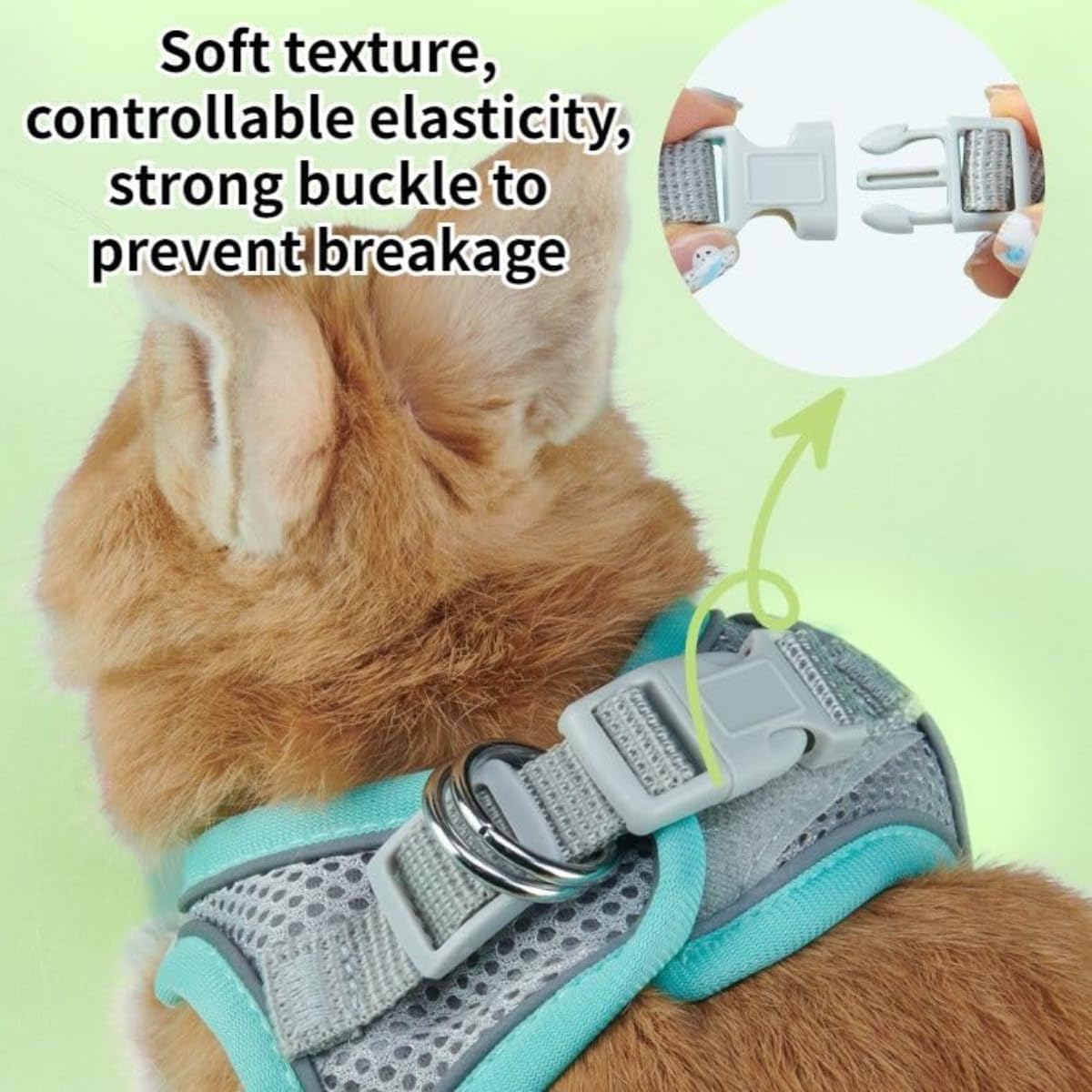 Pet Harness,Rabbit Harness and Leash Set, Breathable Pet Vest, Reflective Strips Jacket for Small Kitten, Puppy, Rabbit (Yellow,S)
