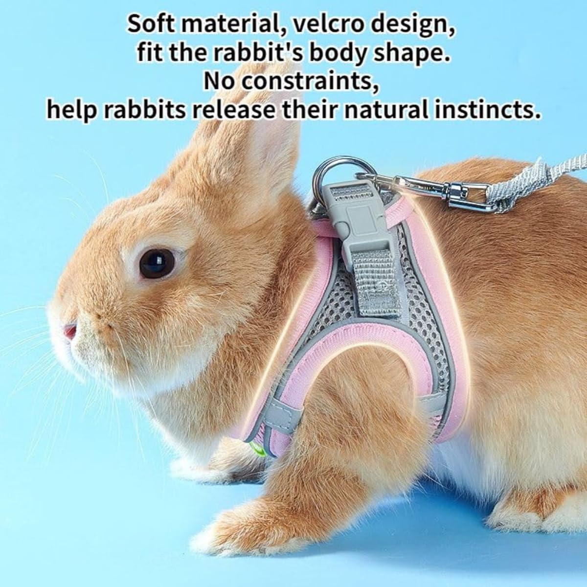 Pet Harness,Rabbit Harness and Leash Set, Breathable Pet Vest, Reflective Strips Jacket for Small Kitten, Puppy, Rabbit (Yellow,S)