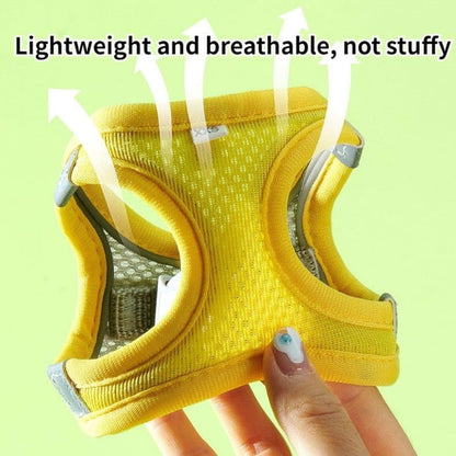 Pet Harness,Rabbit Harness and Leash Set, Breathable Pet Vest, Reflective Strips Jacket for Small Kitten, Puppy, Rabbit (Yellow,S)