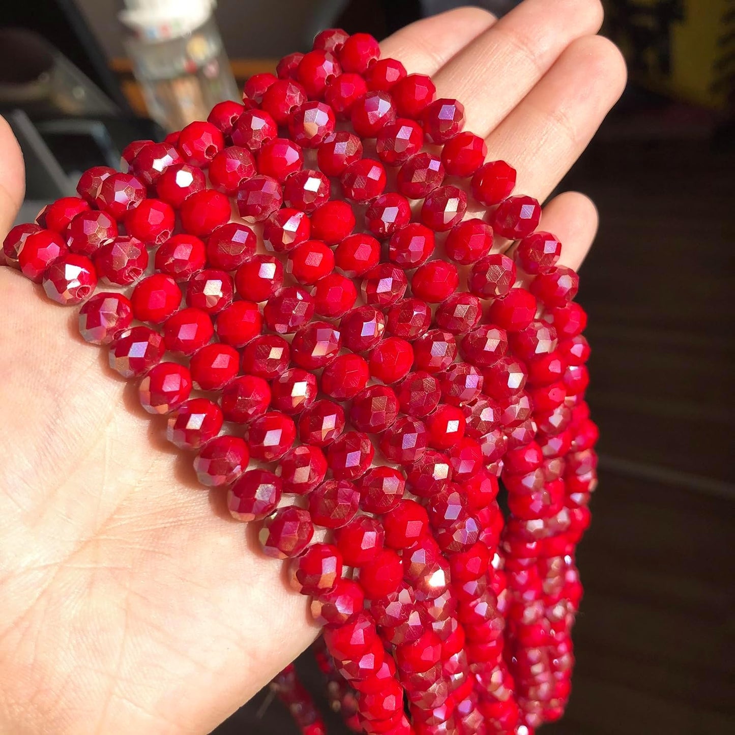 500pcs 6mm Crystal Glass Beads for Jewelry Making Faceted Rondelle Flat Beads for Bracelets Necklace Earrings DIY Crafts (Yellow Crystal AB Bead)