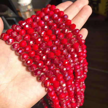 500pcs 6mm Crystal Glass Beads for Jewelry Making Faceted Rondelle Flat Beads for Bracelets Necklace Earrings DIY Crafts (Yellow Crystal AB Bead)
