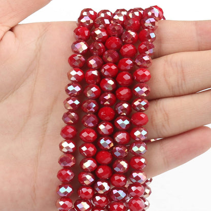 500pcs 6mm Crystal Glass Beads for Jewelry Making Faceted Rondelle Flat Beads for Bracelets Necklace Earrings DIY Crafts (Yellow Crystal AB Bead)
