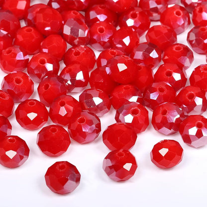 500pcs 6mm Crystal Glass Beads for Jewelry Making Faceted Rondelle Flat Beads for Bracelets Necklace Earrings DIY Crafts (Yellow Crystal AB Bead)