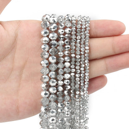 500pcs 6mm Crystal Glass Beads for Jewelry Making Faceted Rondelle Flat Beads for Bracelets Necklace Earrings DIY Crafts (Yellow Crystal AB Bead)