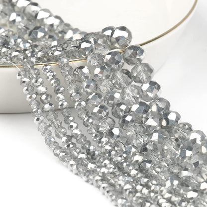 500pcs 6mm Crystal Glass Beads for Jewelry Making Faceted Rondelle Flat Beads for Bracelets Necklace Earrings DIY Crafts (Yellow Crystal AB Bead)