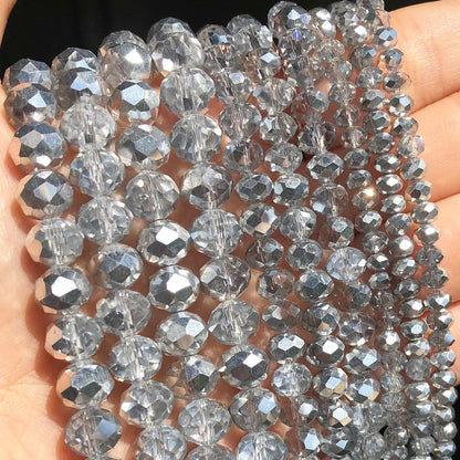 500pcs 6mm Crystal Glass Beads for Jewelry Making Faceted Rondelle Flat Beads for Bracelets Necklace Earrings DIY Crafts (Yellow Crystal AB Bead)