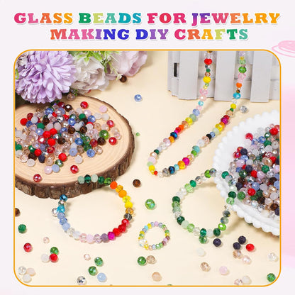 500pcs 6mm Crystal Glass Beads for Jewelry Making Faceted Rondelle Flat Beads for Bracelets Necklace Earrings DIY Crafts (Yellow Crystal AB Bead)